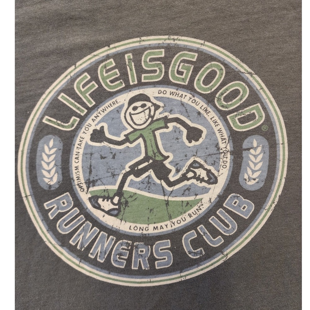 Life is Good Men's Runners Club Vintage Crusher Tee Dark Gray Size S